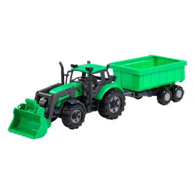 Cavallino Toys Cavallino Tractor met Lader en Aanhang Kiepwagen Groen