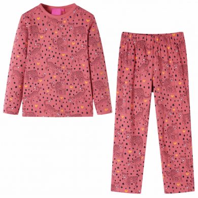 Kinderpyjama met lange mouwen luipaardprint 92 oudroze
