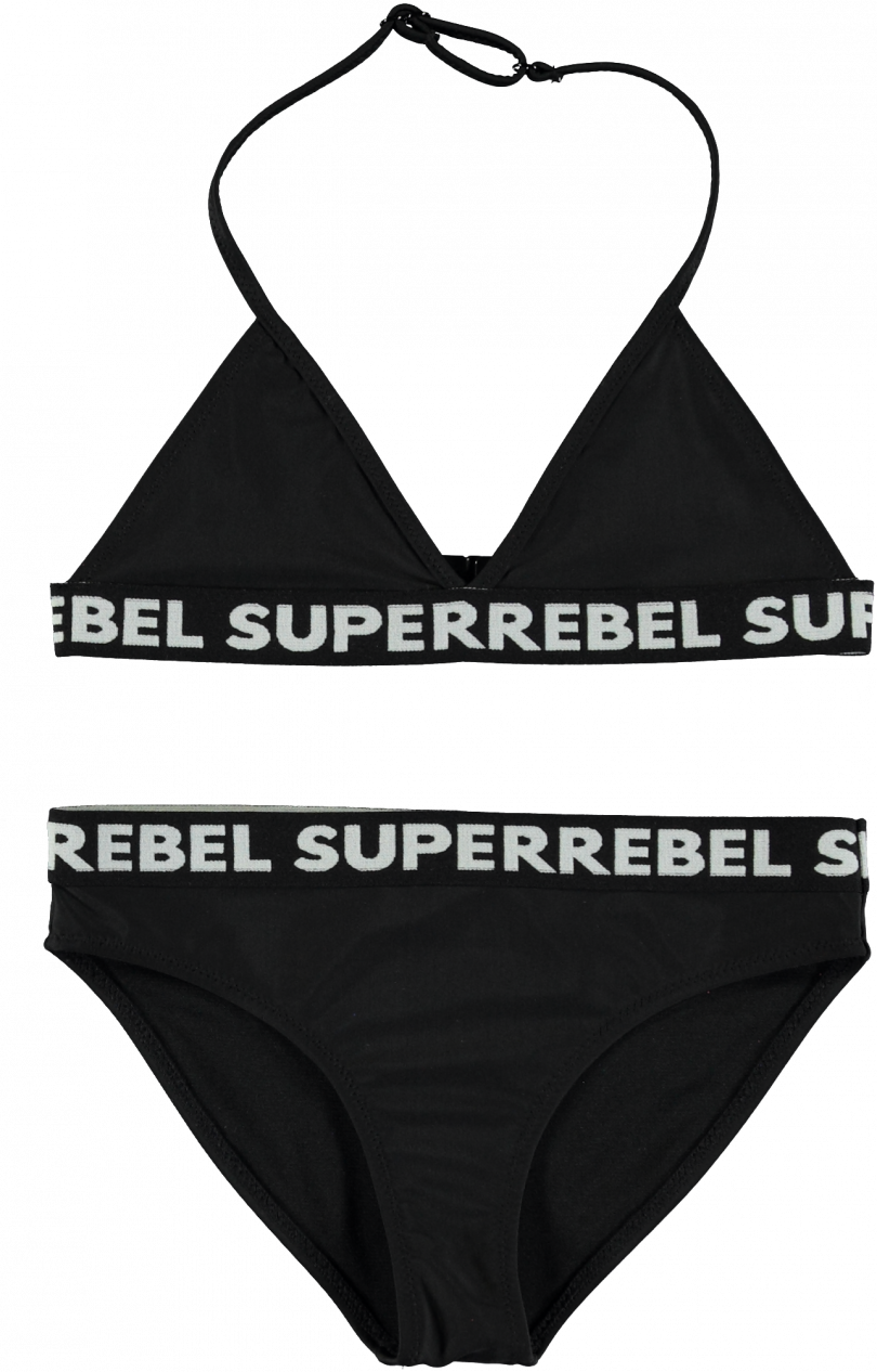 SUPERREBEL Meisjes bikini triangel Isla - Zwart